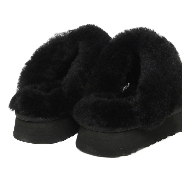 アグ スリッポン ディスケット ムートンブーツ ブラック レディース