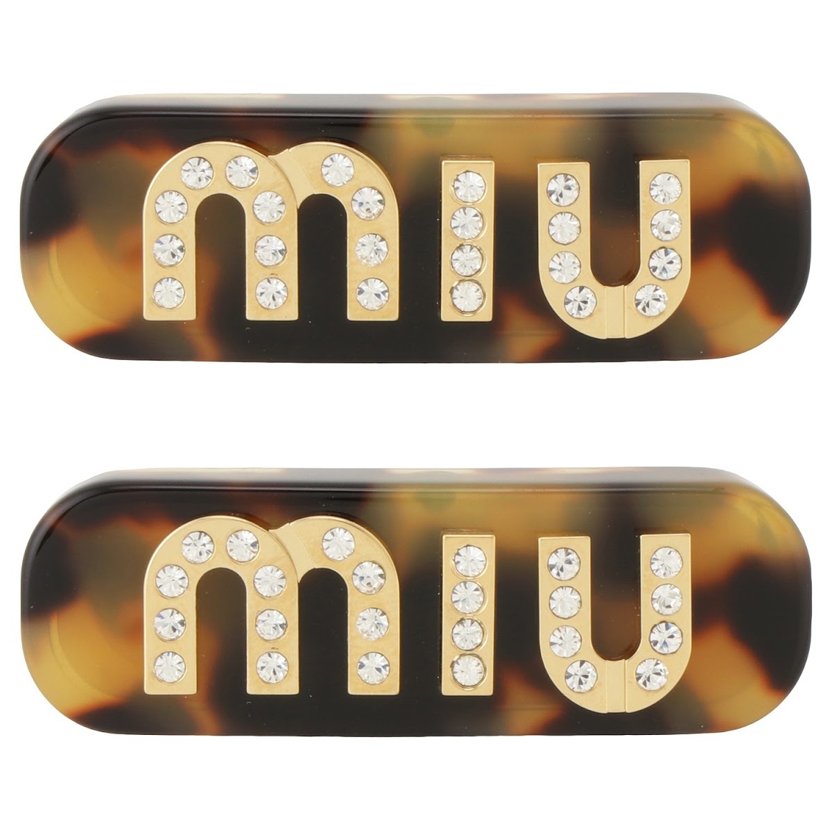 ミュウミュウ MIUMIU バレッタ 5JF091 2DNL F0D01 ロゴ クリスタル