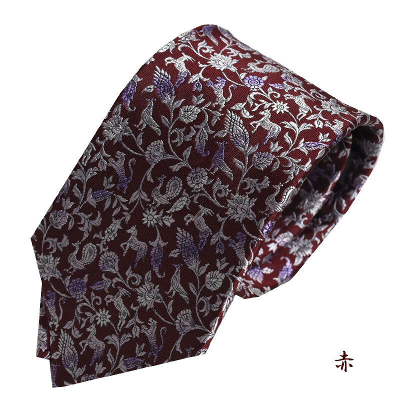 ネクタイ 西陣織 高級 シルク100% 花唐草 縁起物 孔雀 馬 おしゃれ