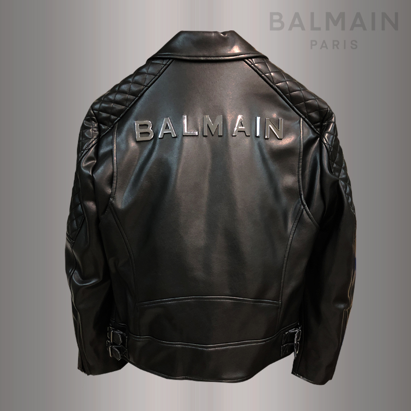 BALMAIN PARIS バルマン ライダース ジャケット メンズ エコレザー