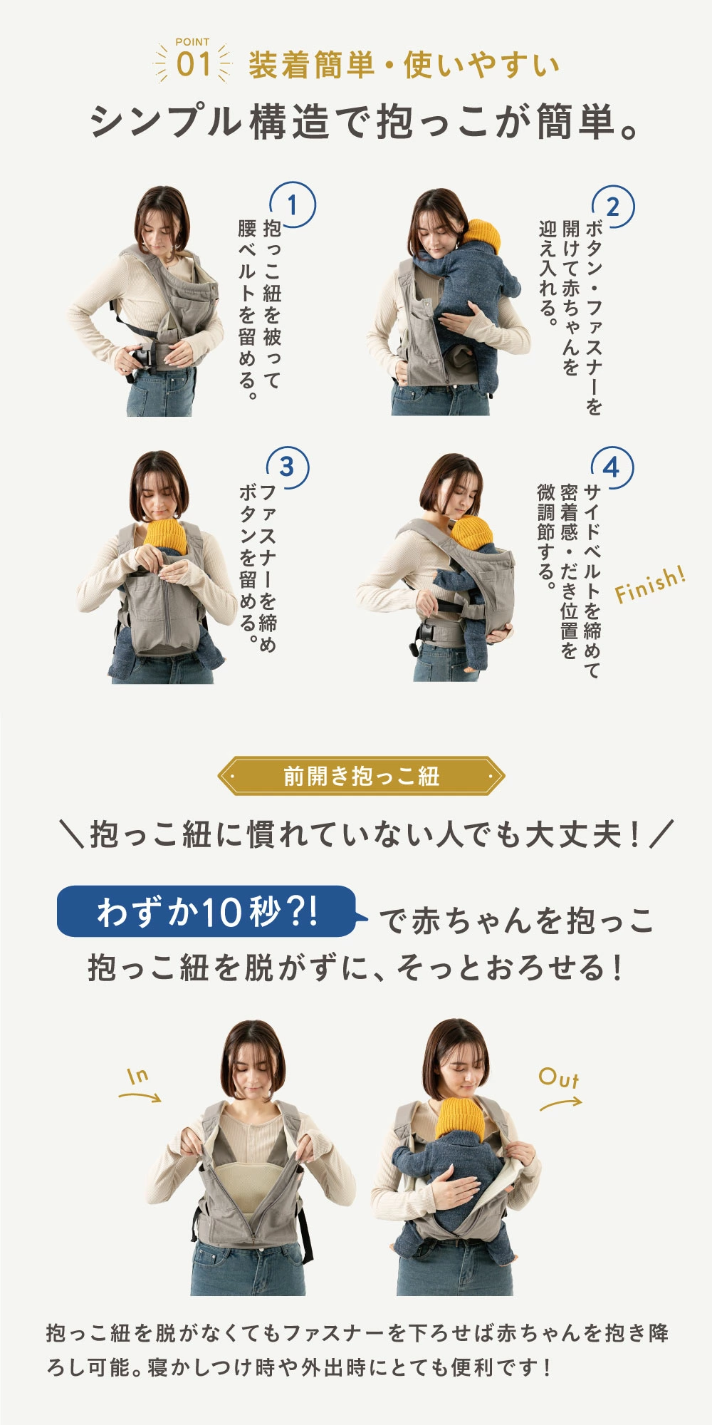 キューズベリー 抱っこ紐 NICO 日本製 メッシュ素材使用 首すわり後 約