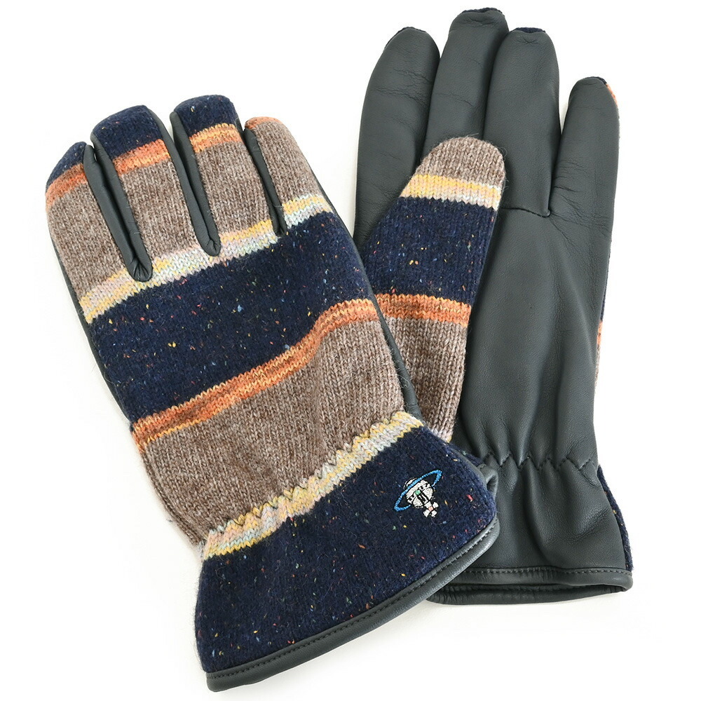 ヴィヴィアンウエストウッドマン 手袋 紺(ネイビー)/灰(グレー