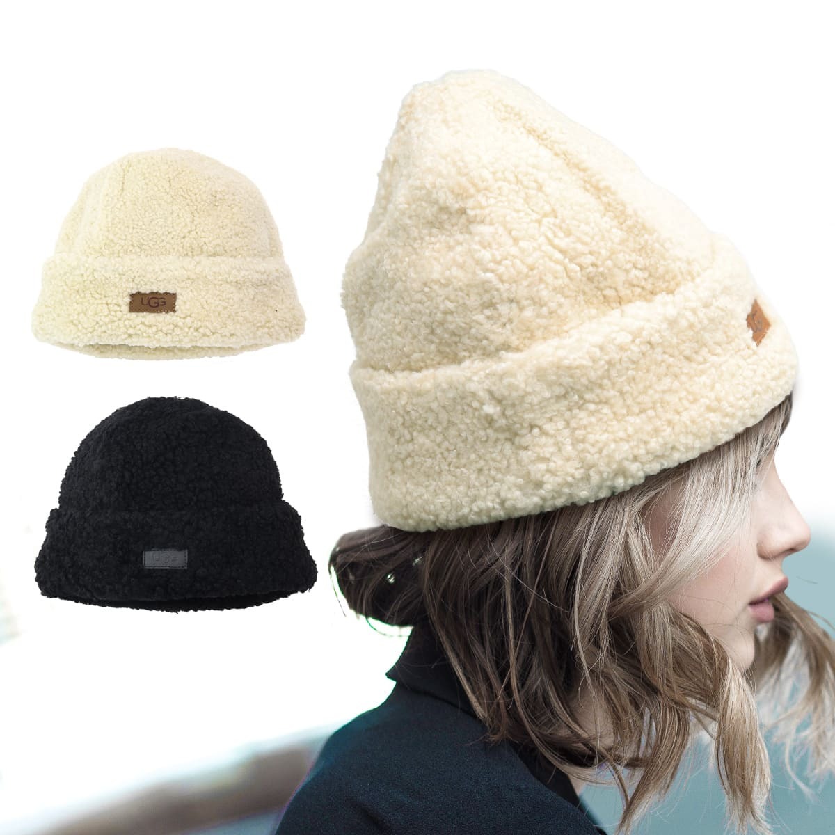 UGG 帽子 レディース アグ 帽子 カーリー シープスキン カフ ハット