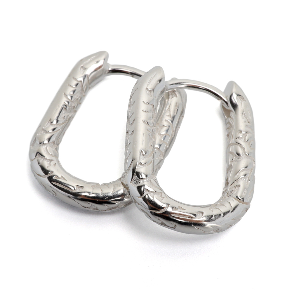 シルバー925 唐草 フープピアス オーバルピアス シルバーピアス