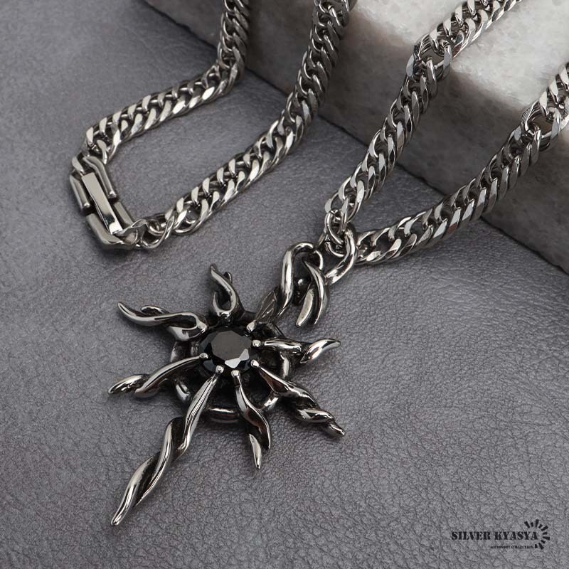 ステンレス 茨ネックレス ダブル喜平チェーンネックレス シルバー