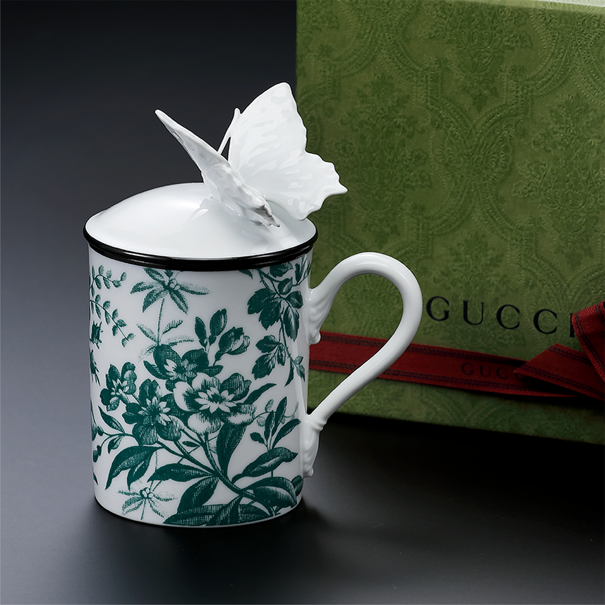 GUCCI グッチ ハーバリウム バタフライ マグカップ グリーン 名入れ