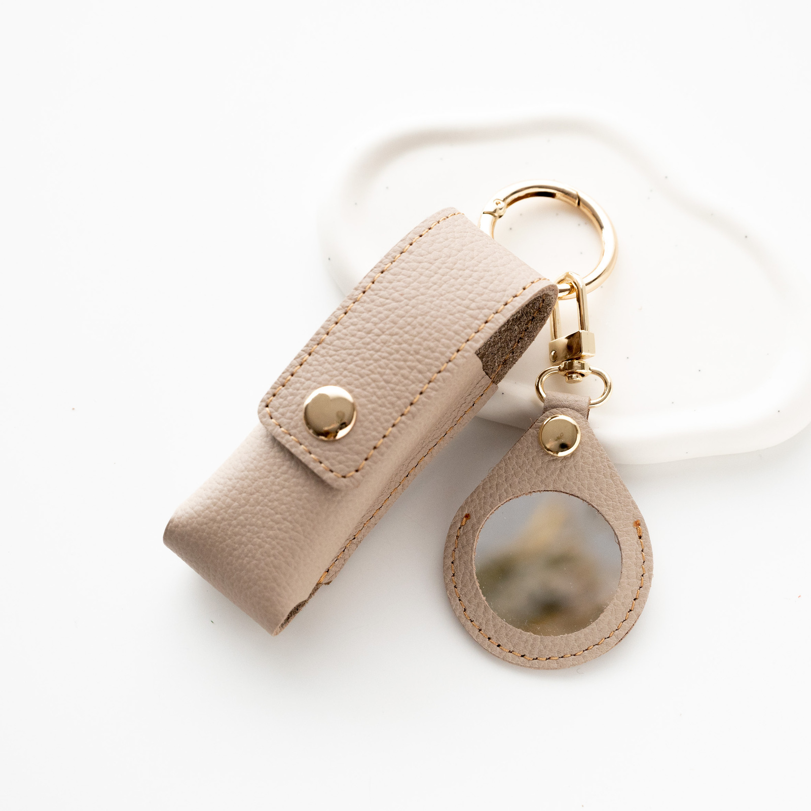 ミラーチャーム 名入れ 【 シュリンクレザー 】 バッグチャーム 本革