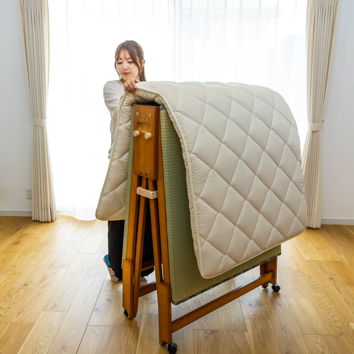 中居木工 畳ベッド ハイタイプ S BR ベッド 折りたたみ 寝具 シングル