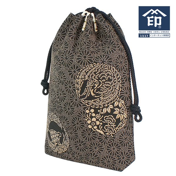 印伝 【甲州印伝 印傳屋 上原勇七】合切袋 巾着 【特別発注柄】【マチ