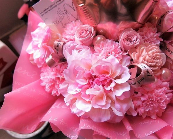 卒業式 卒業祝い祝いプレゼント 先輩 後輩 バルーン入り 花束風 ハート