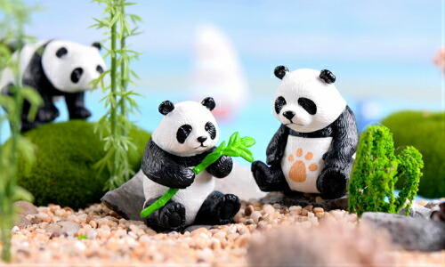 送料無料】竹パンダ 4タイプ 4体 小サイズ ぱんだ 動物フィギュア