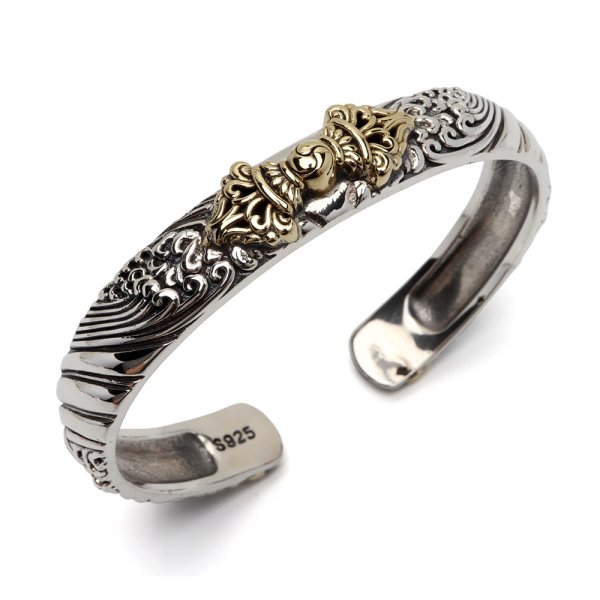 シルバー925 バングル メンズ 腕輪 三鈷杵 五鈷杵 シルバーバングル 銀