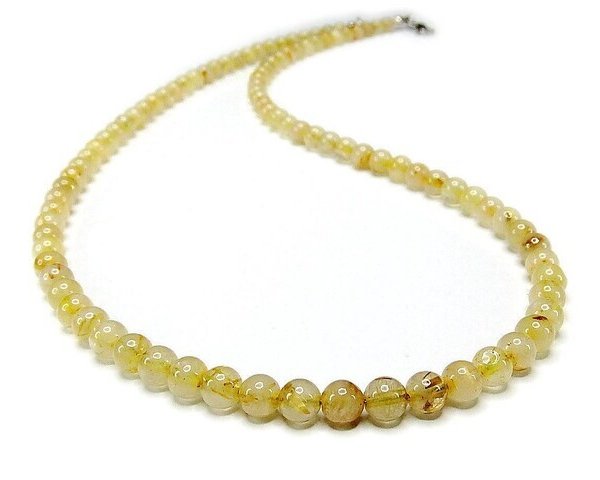 ミルキーゴールド ルチルクォーツ約5mmワイヤネックレス約55cm金運