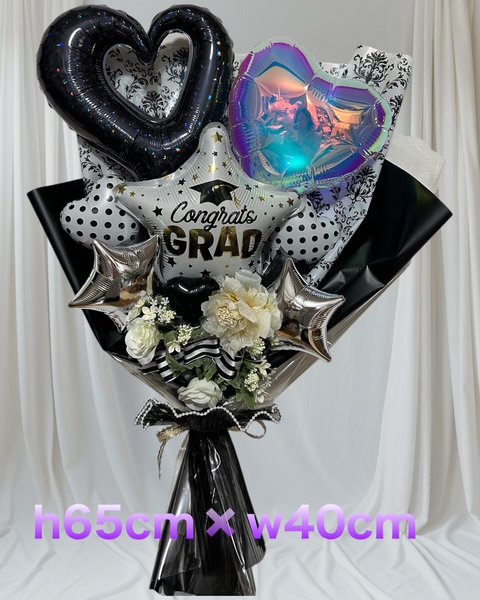 モノトーンバルーンブーケ ハート バルーンブーケ 卒業式プレゼント