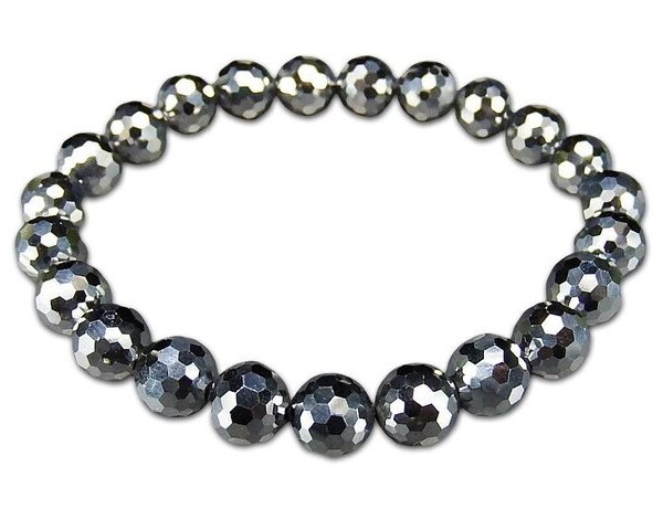 AAA高純度テラヘルツ鉱石質感カット約7mm強ブレスレット健康系 - 【石