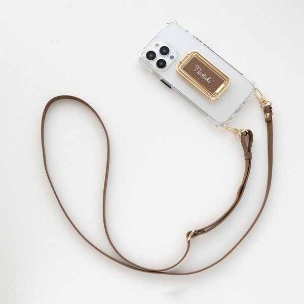 スマホショルダー 多機能リング クリアケース・ストラップ付 【 名入れ