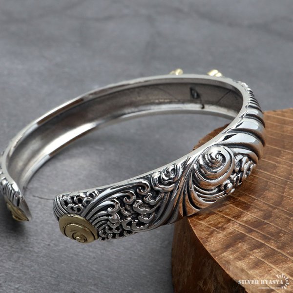 シルバー925 バングル メンズ 腕輪 三鈷杵 五鈷杵 シルバーバングル 銀