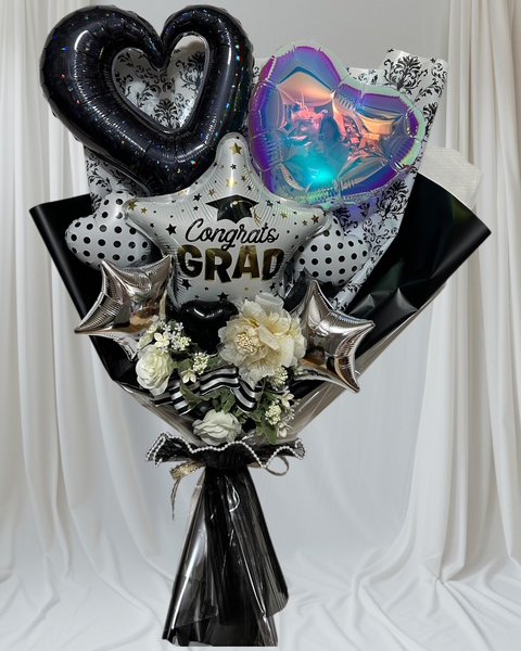 モノトーンバルーンブーケ ハート バルーンブーケ 卒業式プレゼント