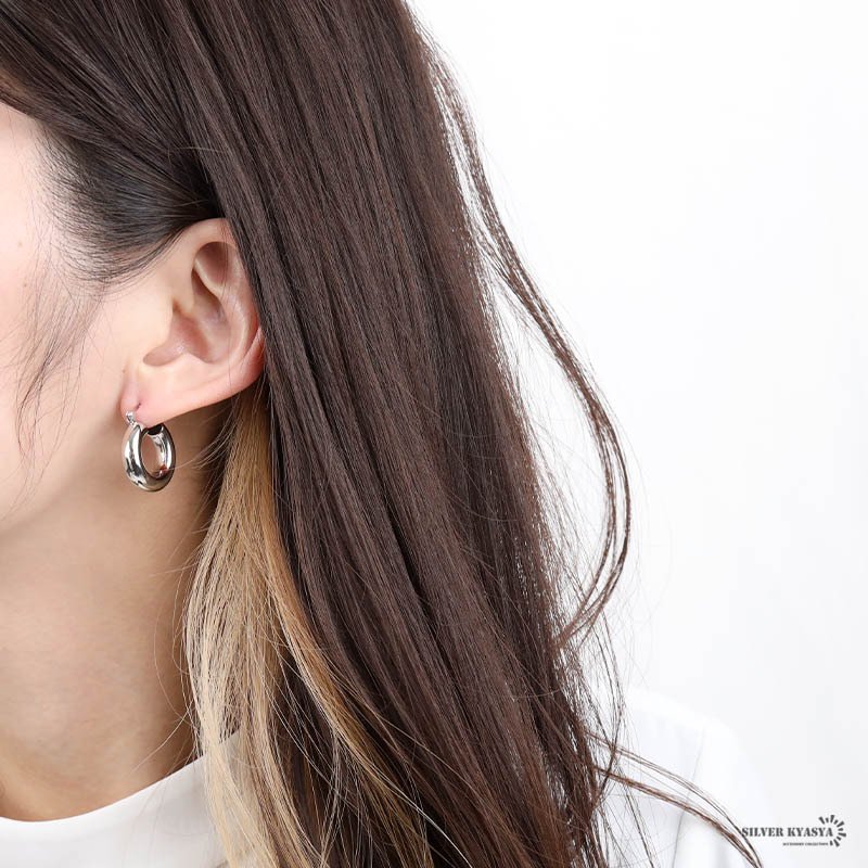 シルバー925 レディースピアス フープ シンプル フェミニン お洒落