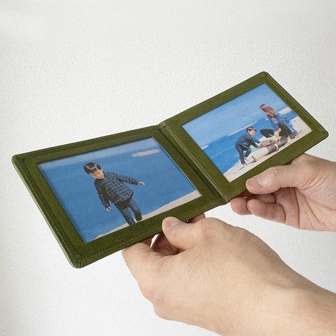 名入れ］【ヨコ長・ L判 サイズ用 】 本革 フォトフレーム 【栃木