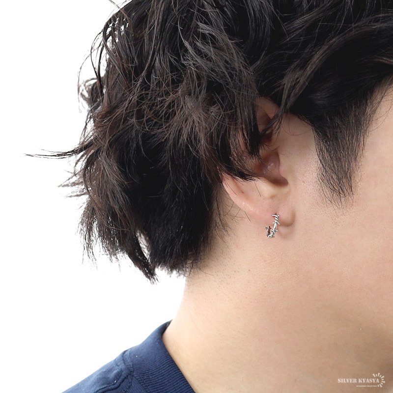 ピアス フープピアス シルバー925 S925 メンズ レディース 有刺鉄線