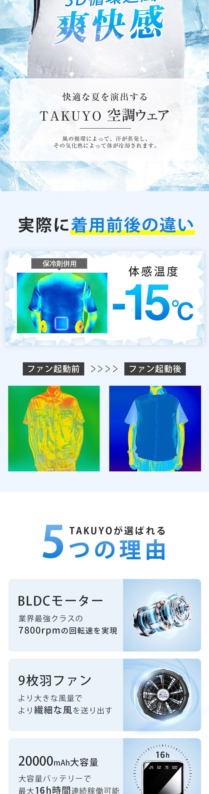 期間限定最大20%OFF／ 「-12℃冷却効果」空調ウェア バッテリー ファン
