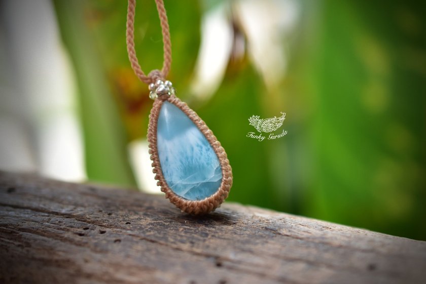 天然石】【ハンドメイド】清純な雫☆高品質シャトヤンシー☆ ラリマー