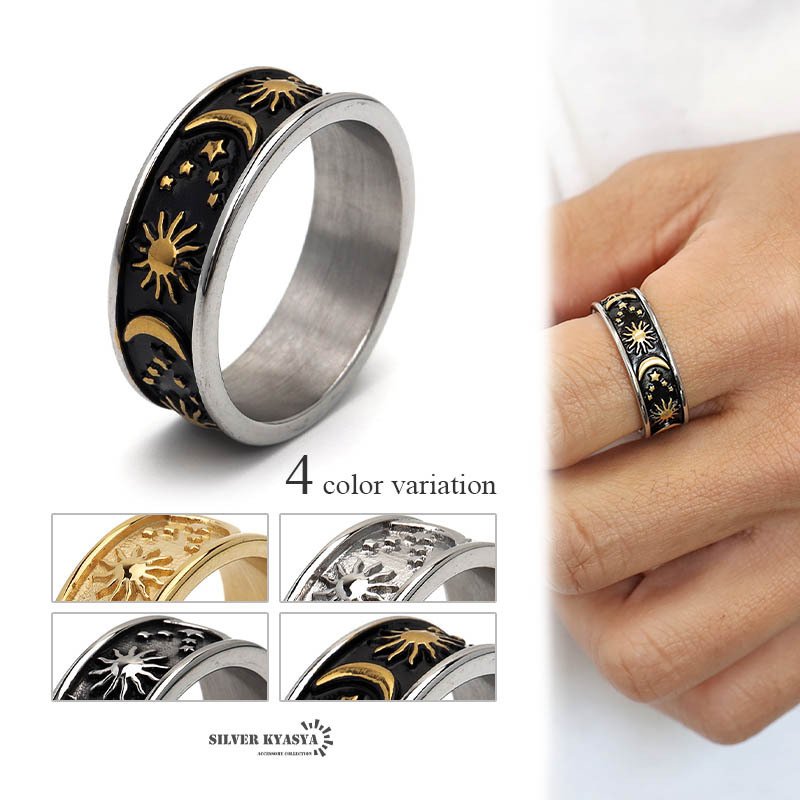 ワイドリング ステンレス メンズ レディース ボヘミアンリング