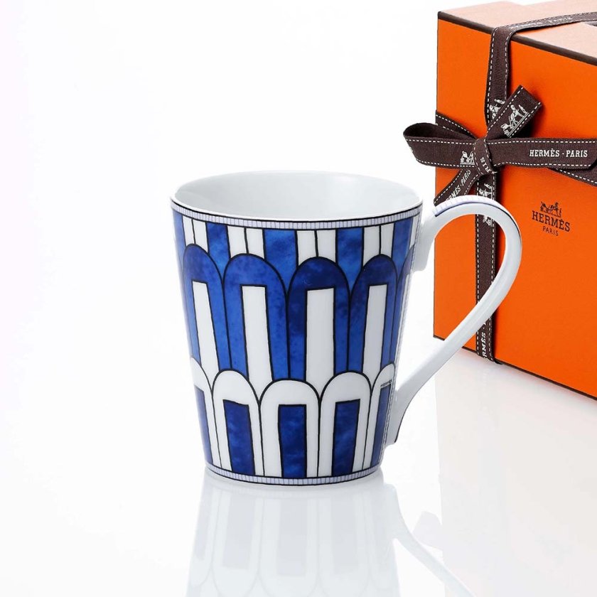 HERMES エルメス ブルー ダイユール マグカップ NO.3 名入れ彫刻代込み