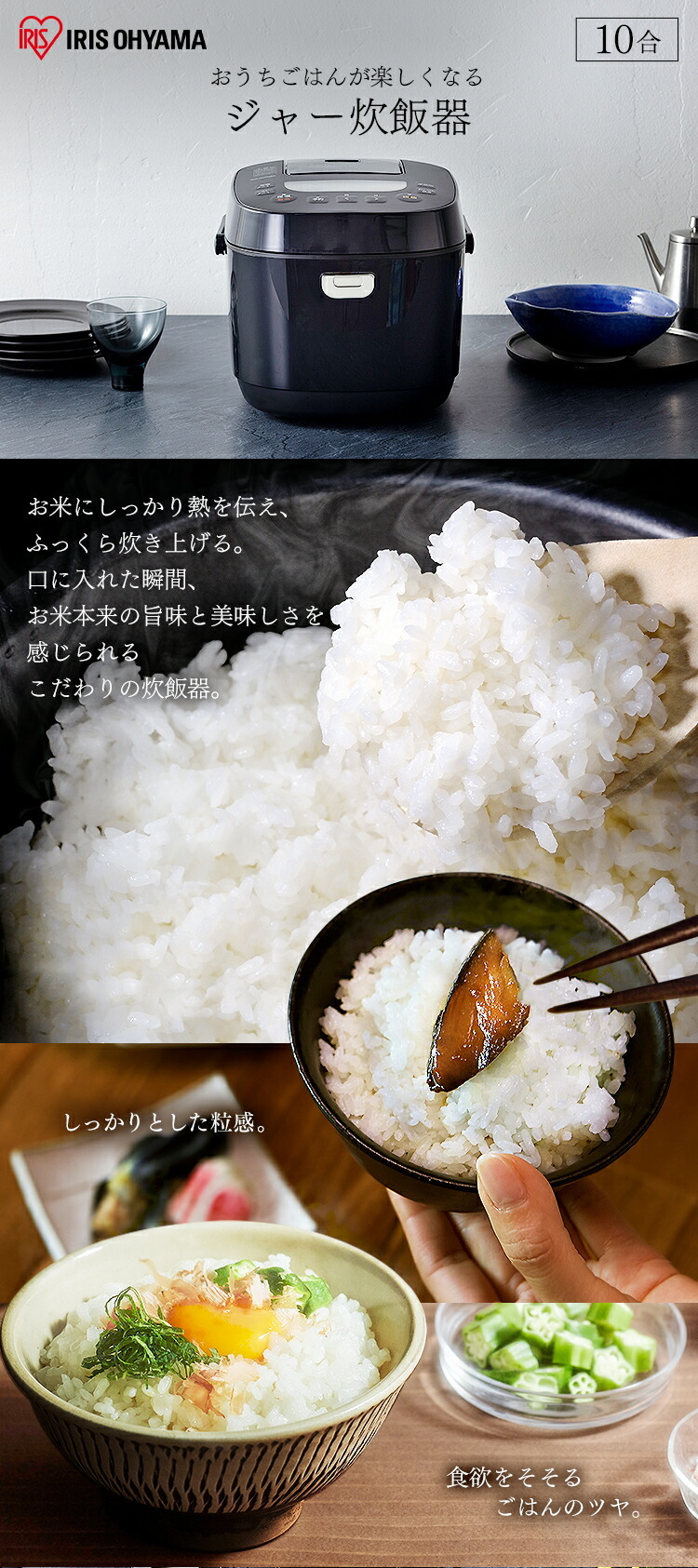 公式】炊飯器 1升 10合 一升炊き ジャー炊飯器 洗米棒付き RC-ME10-B