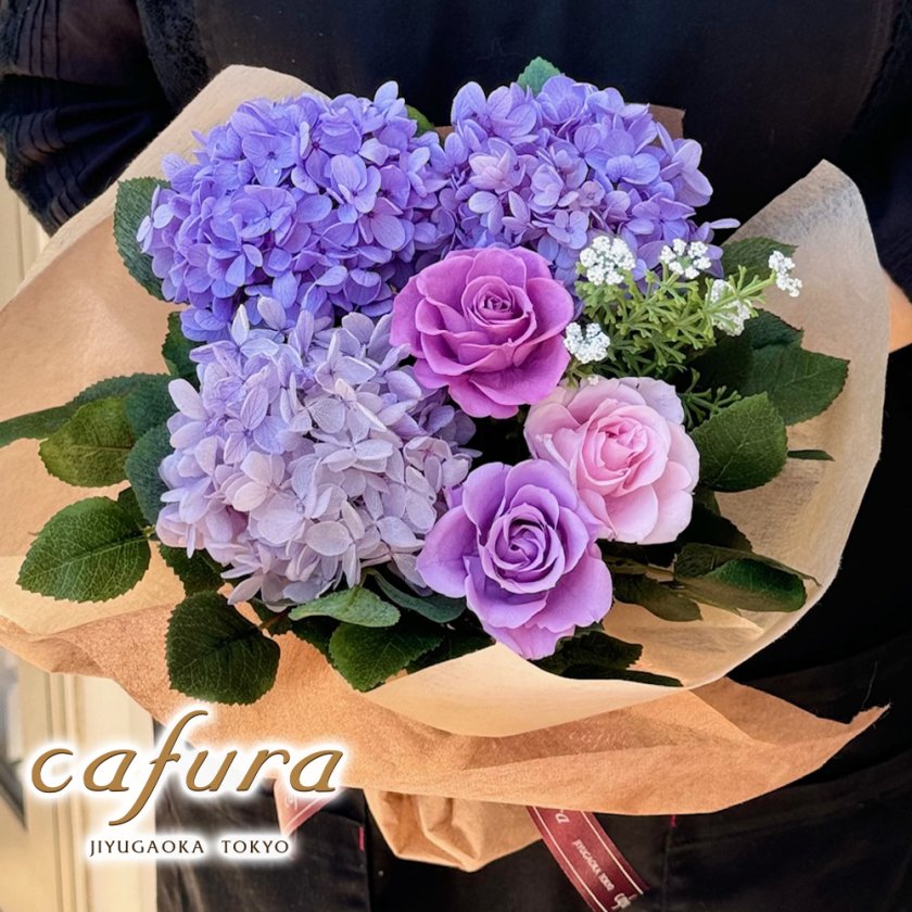 プリザーブドフラワー 花束 アジサイ あじさい 紫陽花 花瓶付き お供え