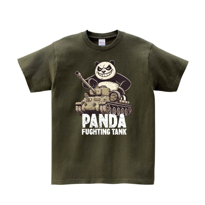 Tシャツ 半袖］187 戦車 パンダ ぱんだ タンク 戦争 かわいい キャラ
