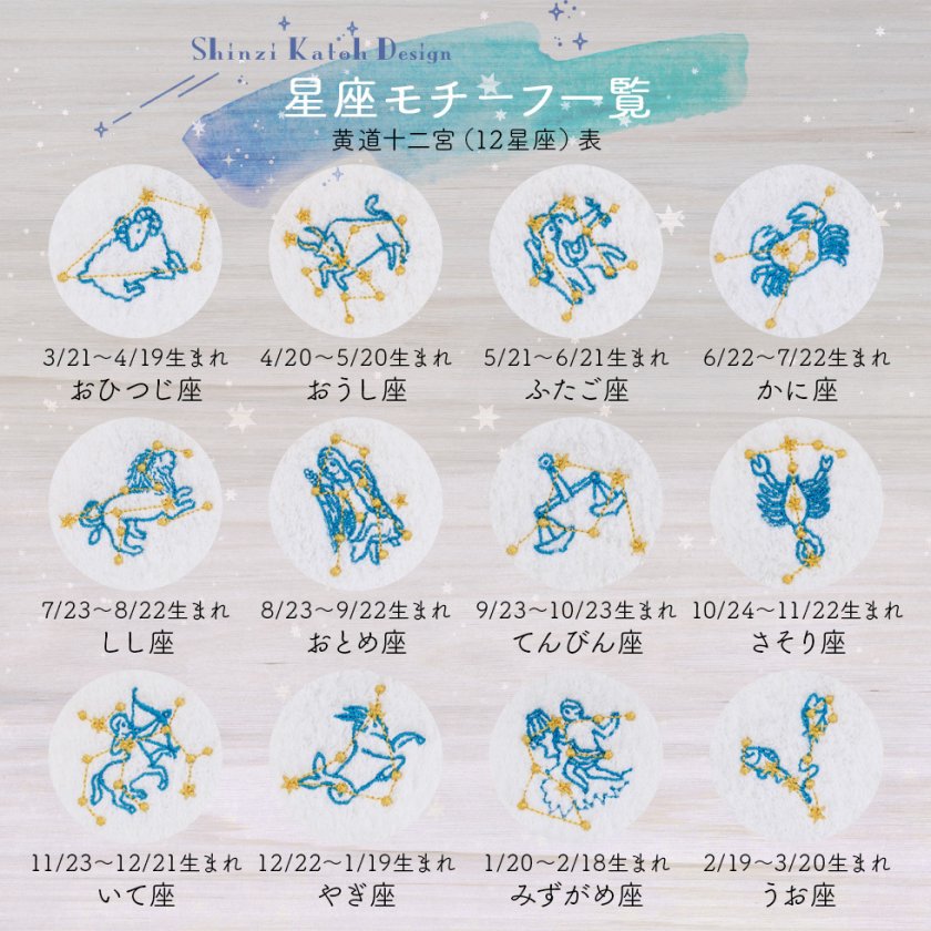 お祝い 名入れ プチギフト】12星座 ミニタオルハンカチ 1枚 泉州タオル