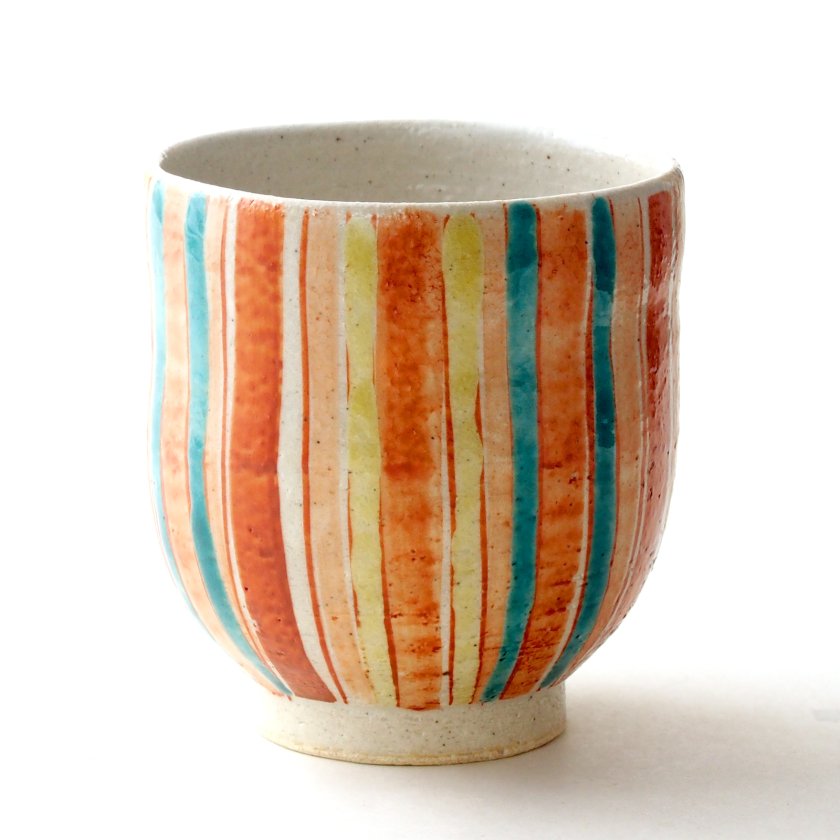 名入れできます】九谷焼 ”湯呑” 「色十草」小サイズ・赤 【ラッピング