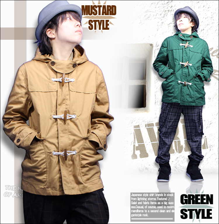 ダッフルコート メンズ フード付 スプリング ダッフルコート ショート