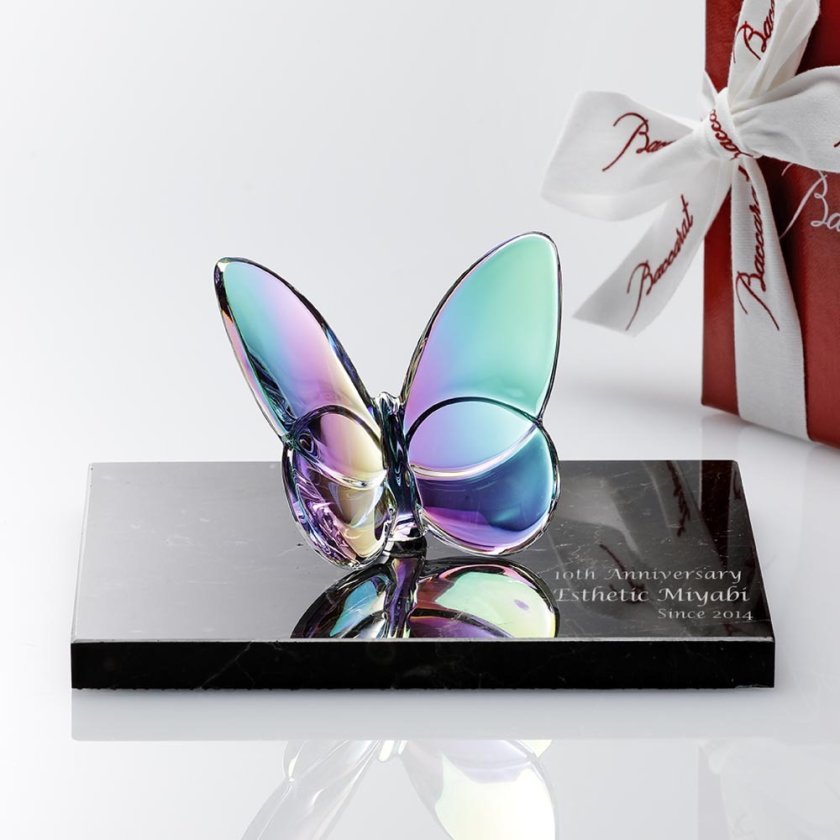 Baccarat バカラ ラッキー バタフライ イリゼクリア・大理石 台座 S