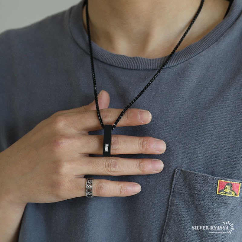 マットブラック スティックネックレス ブラック 黒 シンプル メンズ