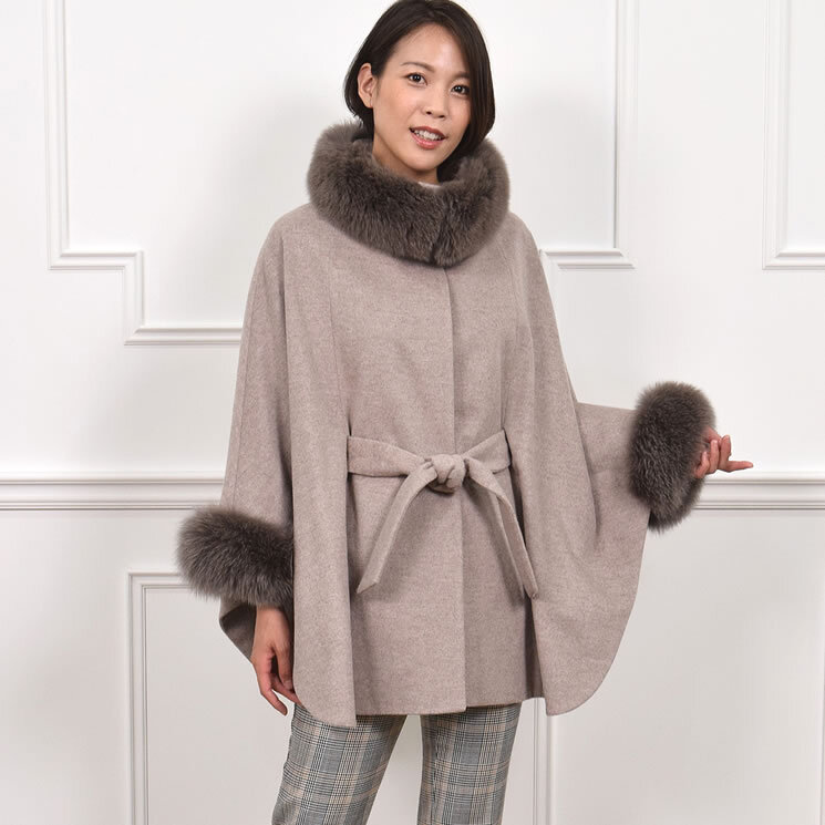 ラッピング無料】【Merfirge】カシミヤ & ウール ケープ コート SAGA