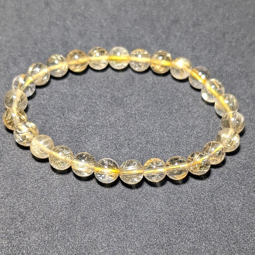 透明感抜群】ゴールド ルチルクォーツ ブレスレット 7ミリ 金針水晶の