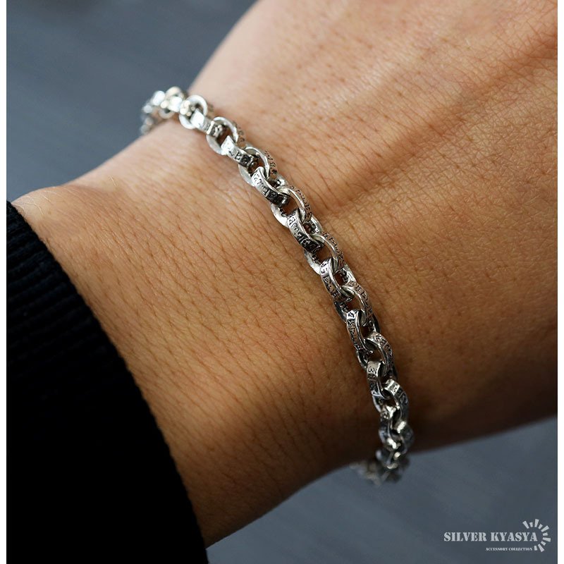 幅5mm ペーパーチェーンブレスレット 925 シルバーチェーン