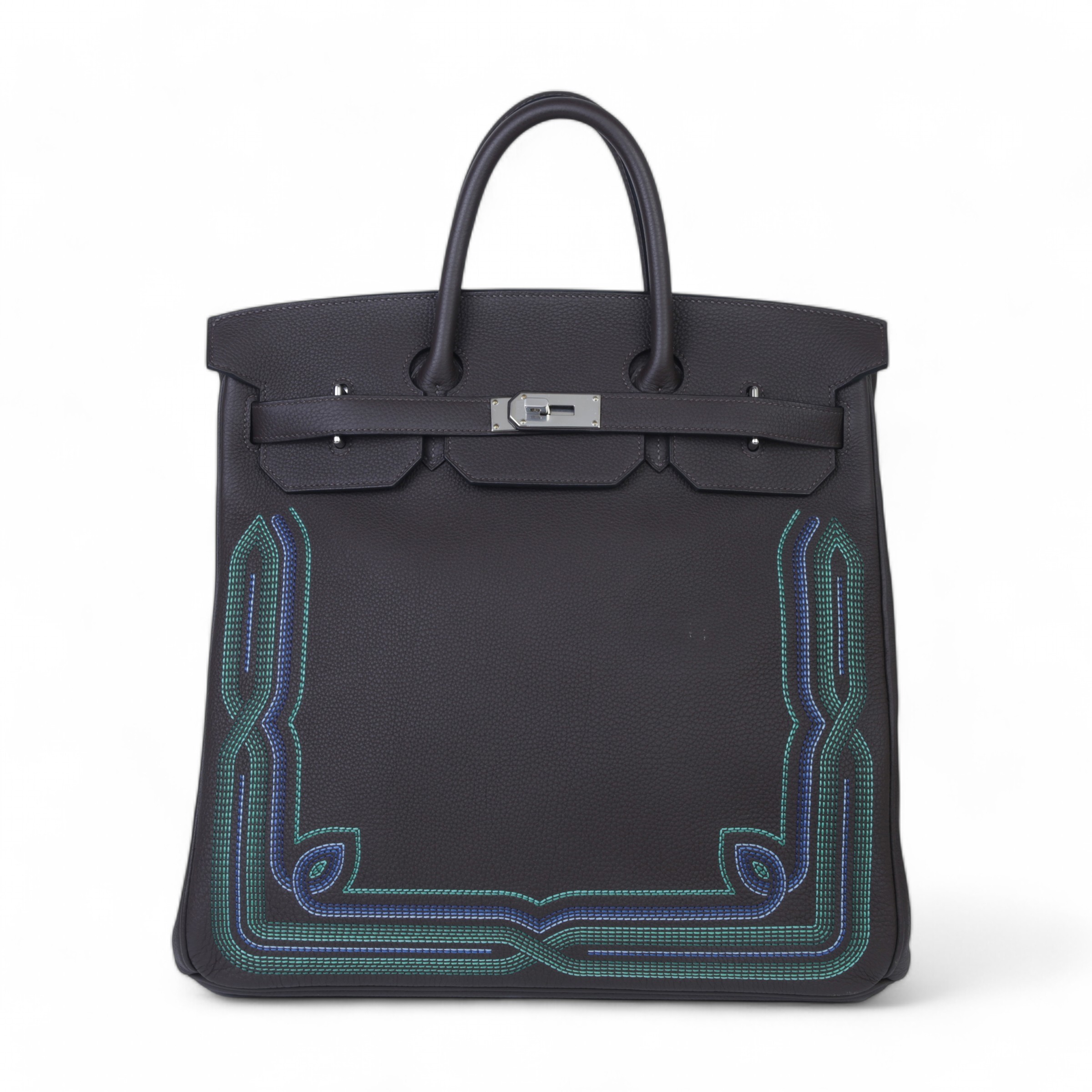 Very Good ( Rank A) HERMÈS Haut à Courroies HAC 40 Western Ebene