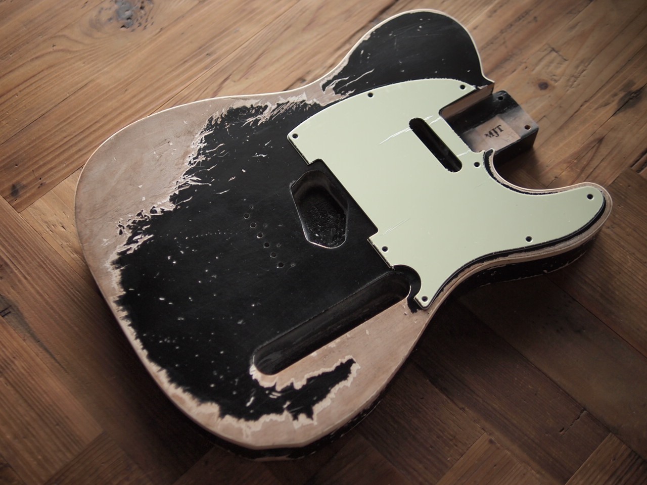 MJT Top Bound Telecaster Body - Black - Alder - Super Heavy Relic