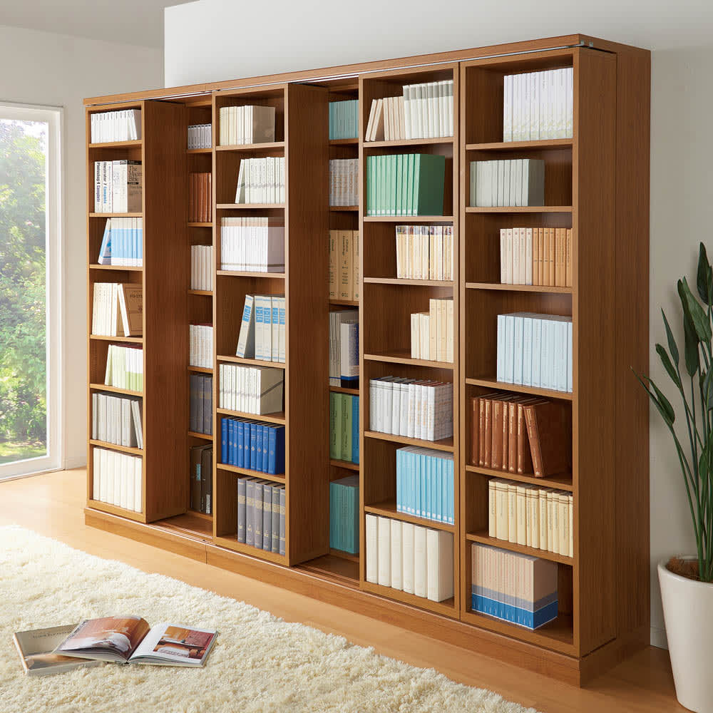 本格仕様 快適スライド書棚 オープン 4列 通販 - ディノス