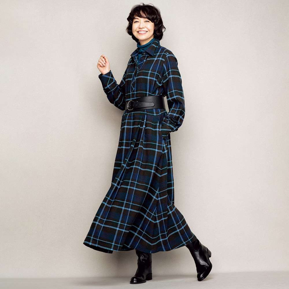 イタリア素材 チェック柄ワンピース 通販 - ディノス