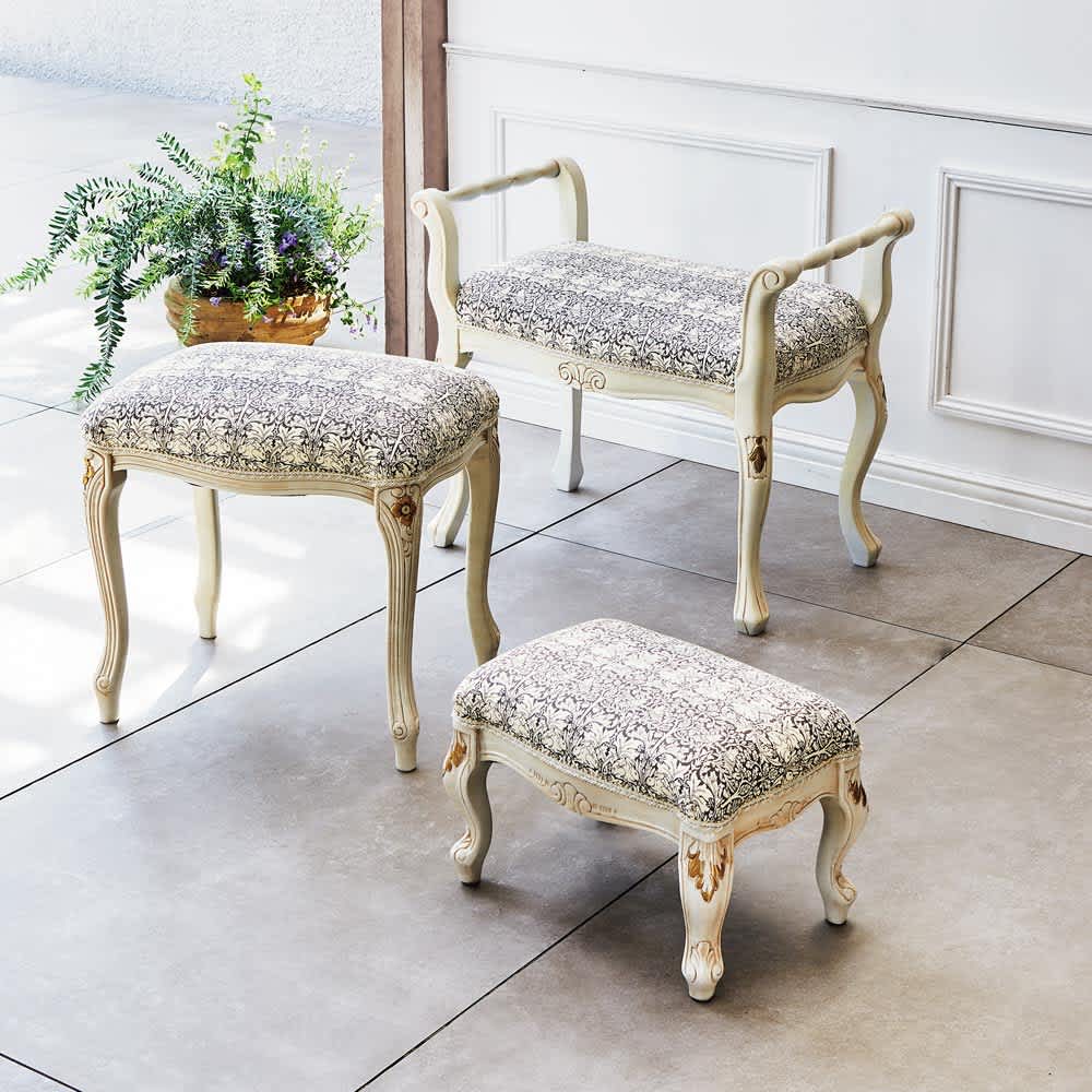 スツール【ブラザーラビット】 Fabric by BEST OF MORRIS 幅47cm奥行