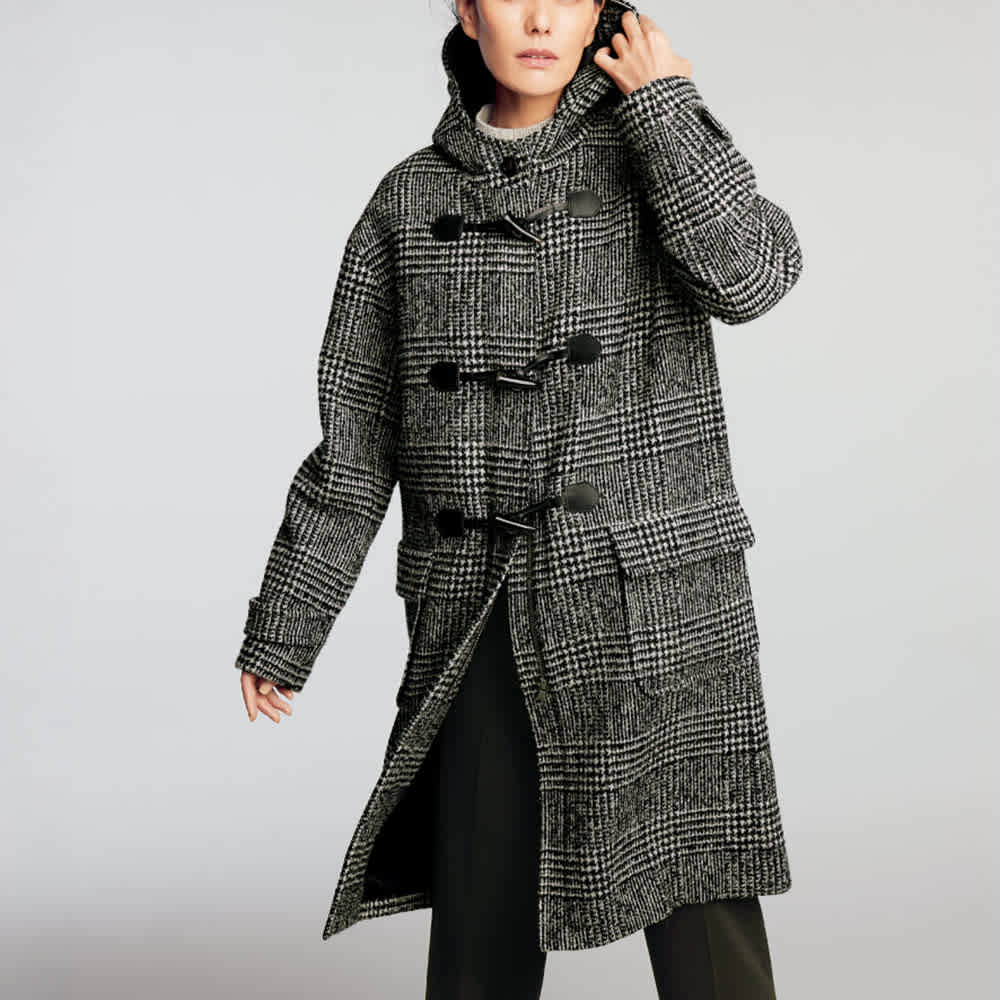 シルク混グレンチェックツイード ダッフルコート 通販 - ディノス