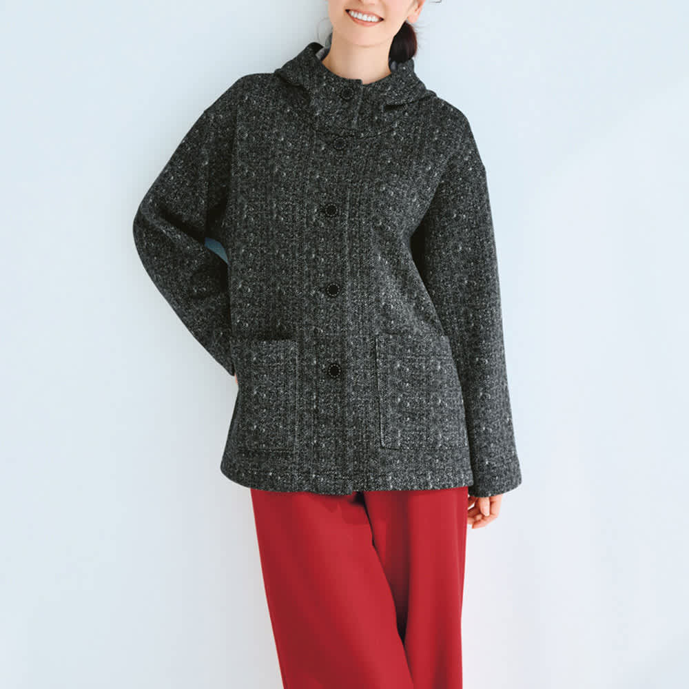 裏起毛 ヘリンボーン柄 フード付きコート 通販 - ディノス