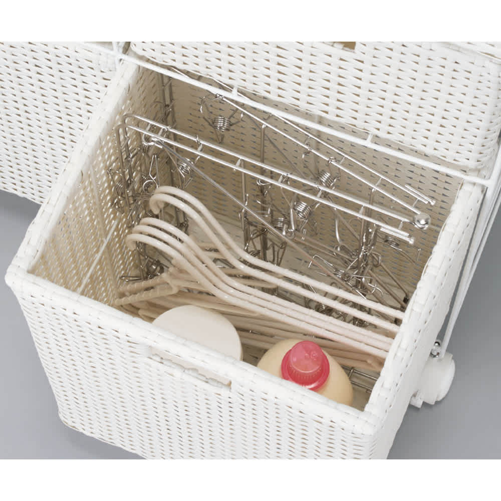 ラタン風ランドリーチェスト ワイド3段（幅74・奥行34.5・高さ80cm