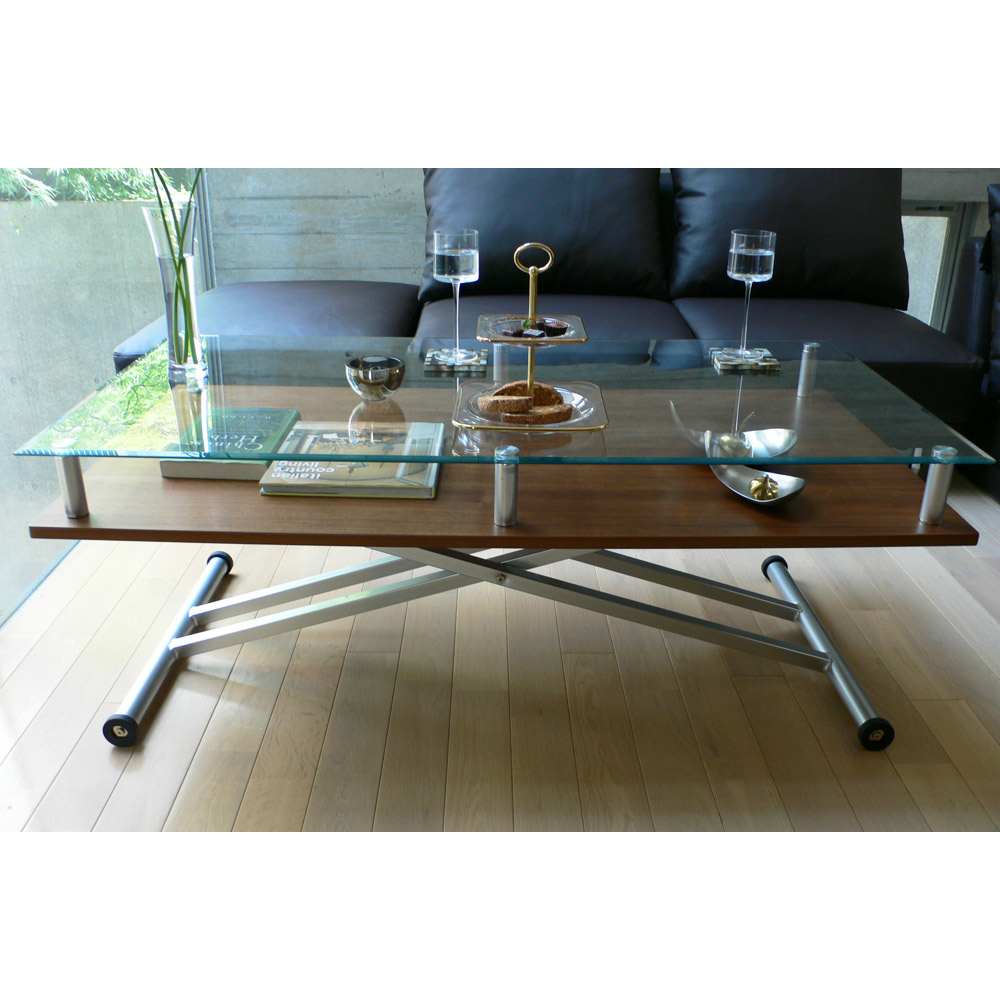 飛散防止フィルム貼りガラス 二重天板昇降式リフティングテーブル 幅