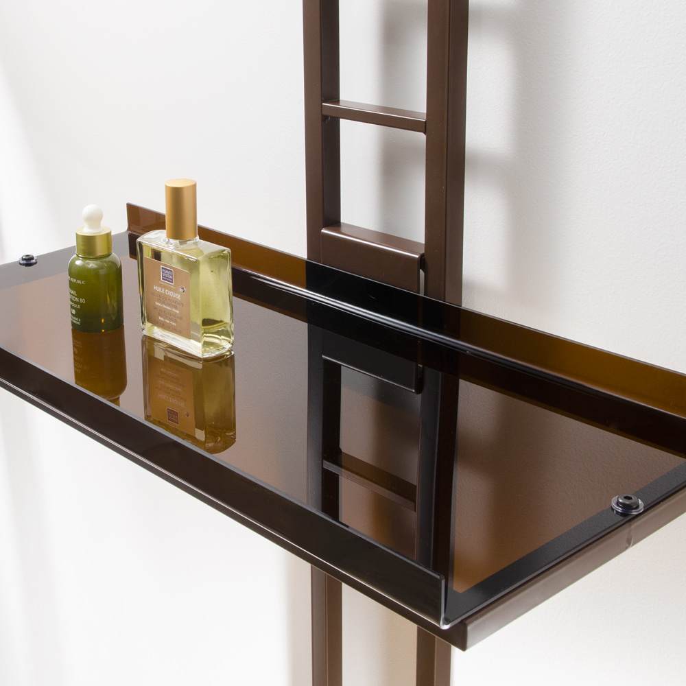 1本脚ですっきり置けるモダンランドリーラック 棚2段バスケット2個 幅